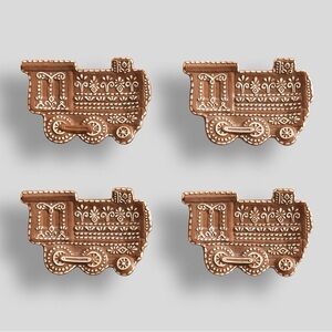 Gingerbread Train Stoneware Appetizer Plates - Set Of 4